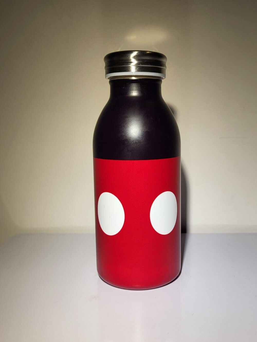 Disney Mickey Mouse Inspired Stainless Steel Water Bottle - Red and Black, 6.5"